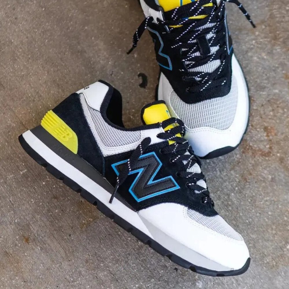 New Balance 574 Rugged ML574DNI Black/White/Lime Men's Running Training Shoes